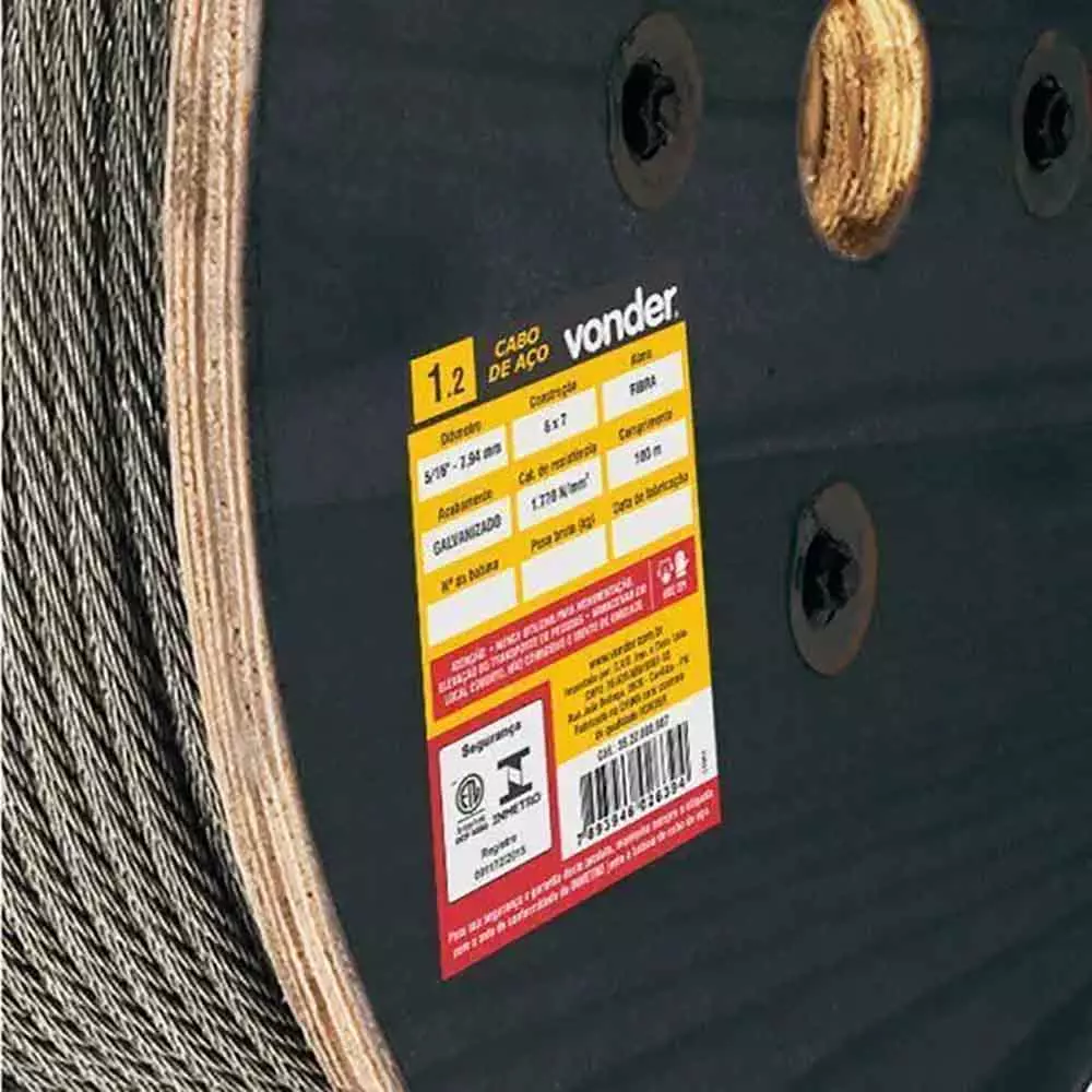 Cabo Aço Galvanizado Af  7,94-5/16 6x7 Vonder